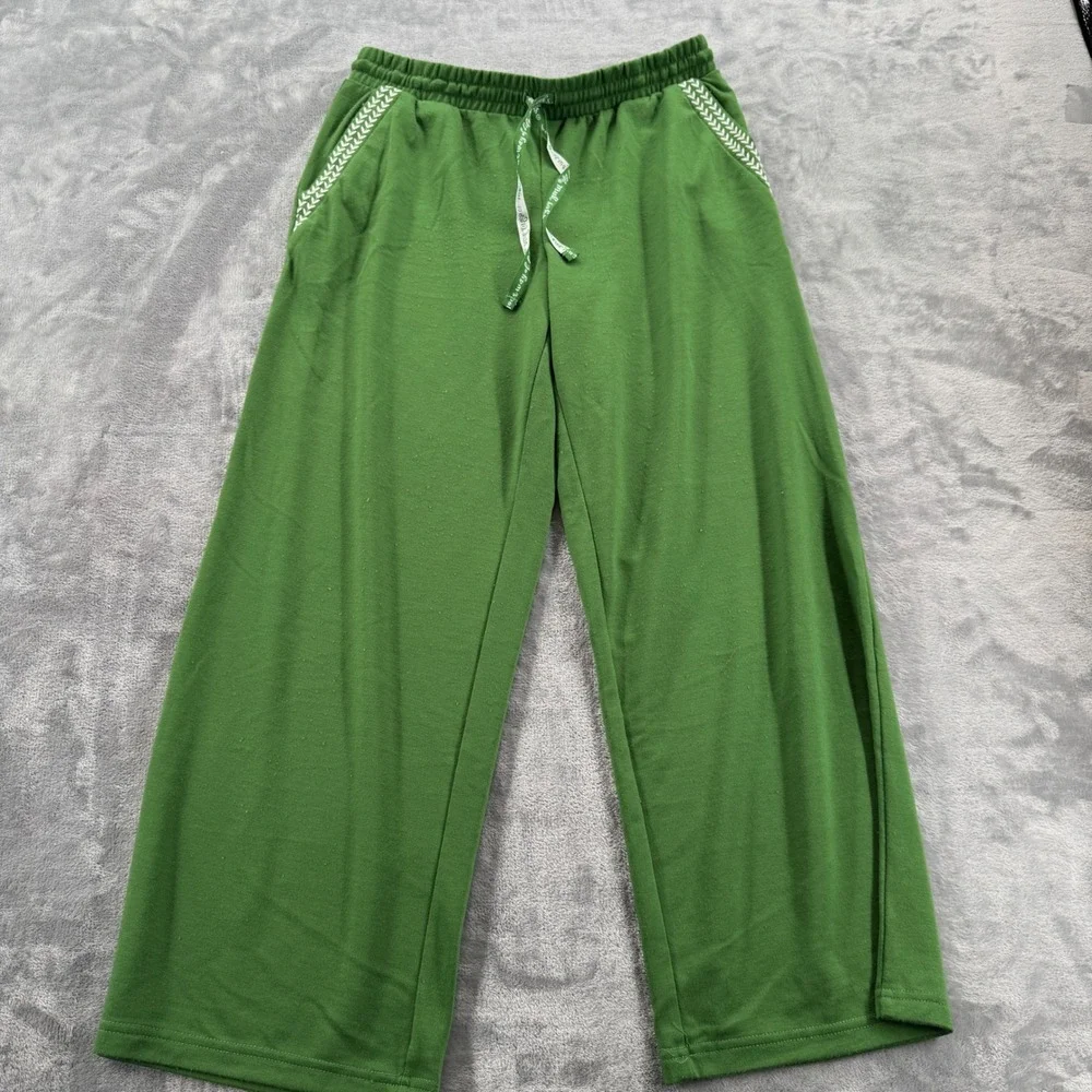 Muk Luks Green Matching Set [PS] Long Sleeve V‎ Neck Top Elastic Waist Pants